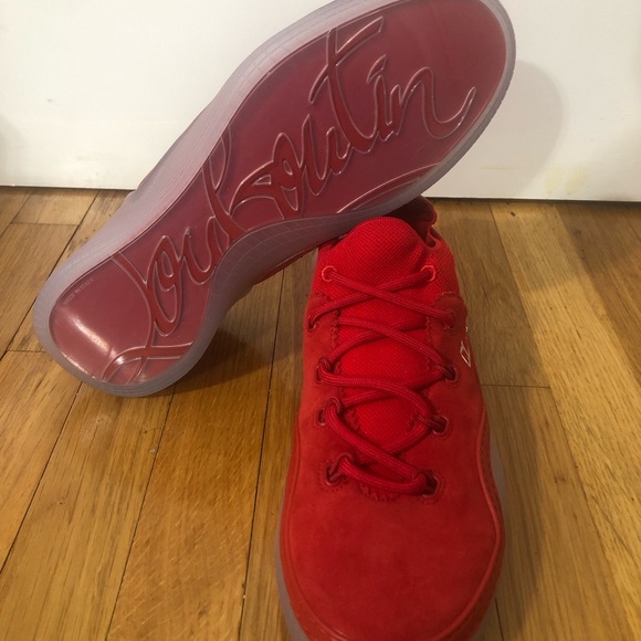 NWOB Christian Louboutin Arpoador Donna clear sole red suede sneakers Men's 10 - Picture 2 of 8